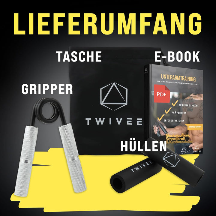 TWIVEE - Fingerhantel - Unterarmtrainer für maximale Griffkraft - Gripper aus gehärtetem Stahl und A