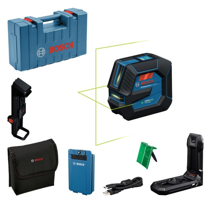 Bosch Linienlaser GLL 20-22 G, BA 3.7V 3.0Ah XL + USB-C-Kabel im Handwerkerkoffer