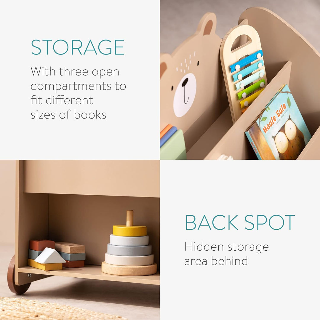 Navaris Bücherregal für Kinder - Kinderzimmer Regal für Bücher und Spielzeug aus Holz - 60 x 58 x 40