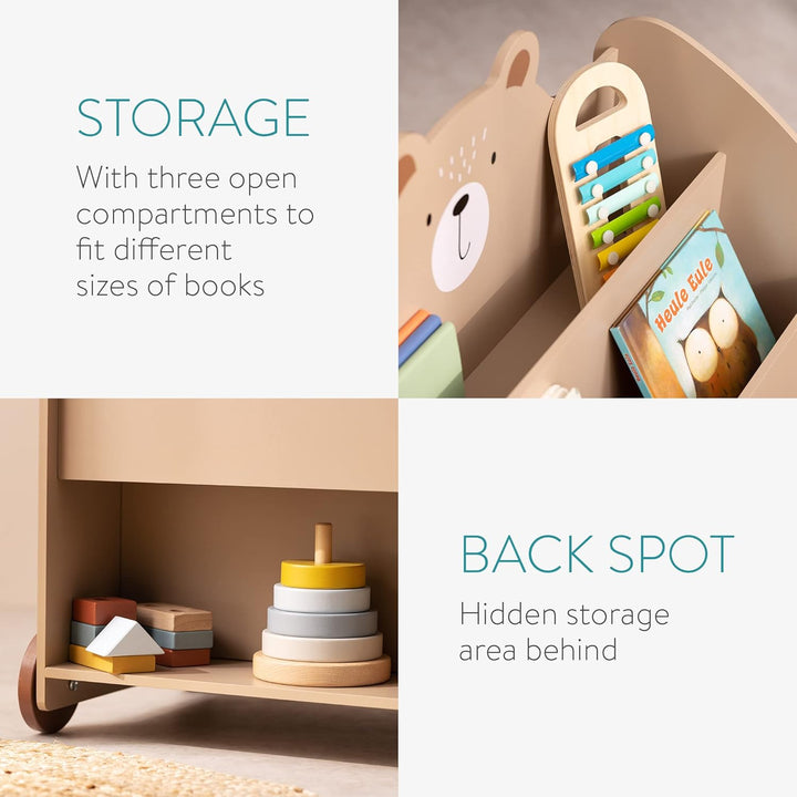 Navaris Bücherregal für Kinder - Kinderzimmer Regal für Bücher und Spielzeug aus Holz - 60 x 58 x 40