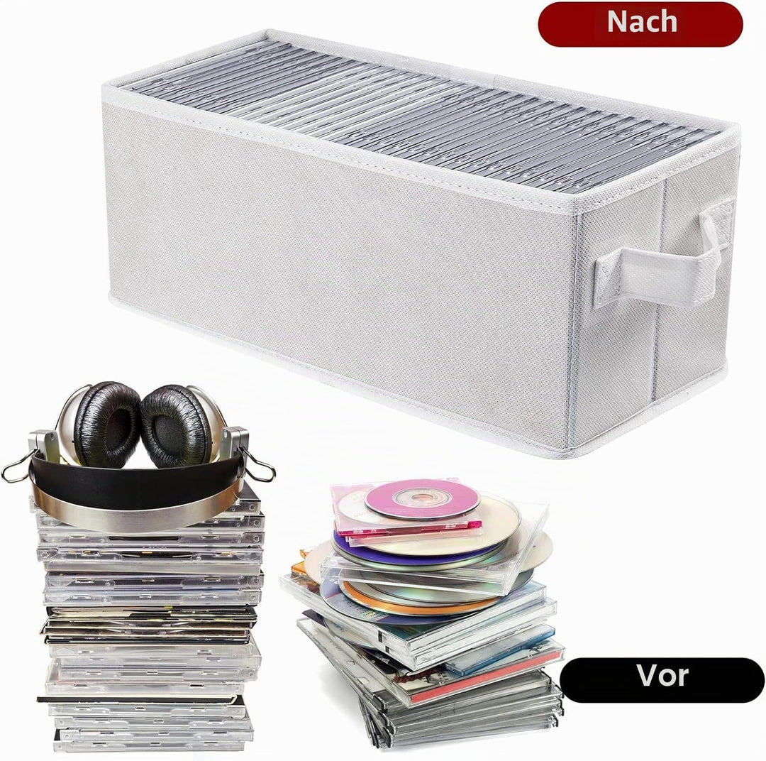 UENTIP CD-Aufbewahrungsbox, 1 Stück, CD-Hülle, 33,5 x 15 x 13,5 cm, Behälter für 30 CDs in vollen Ju