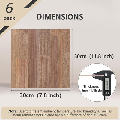 Creatorally 3mm Walnuss Holz, 6 Stück Gespleisst Sperrholz 30x30cm Unbehandeltes Sperrholzplatte, Sc