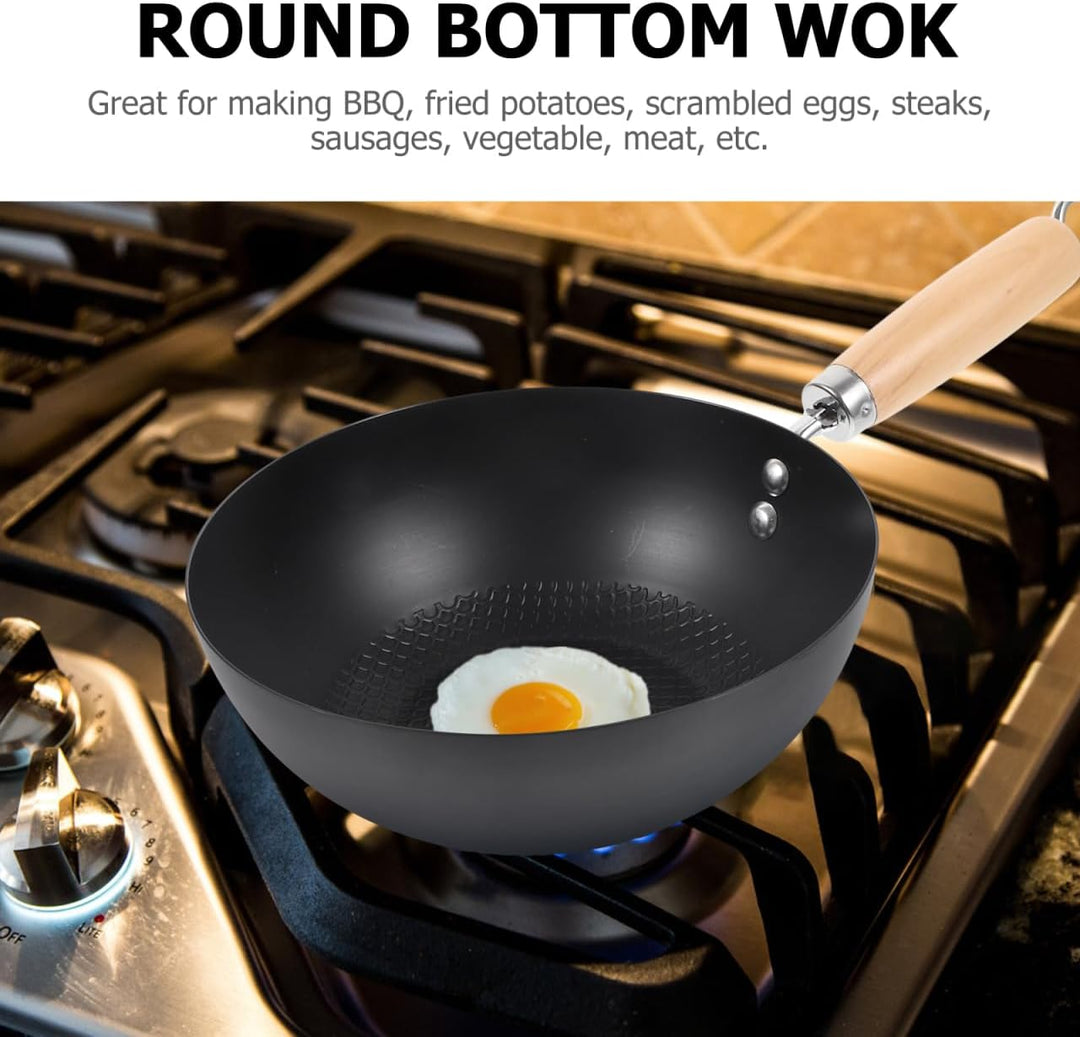 Cabilock Kleine Gusseiserne Wokpfanne 20 Cm Flacher Boden Mini Kochtopf Ohne Beschichtung Für Indukt
