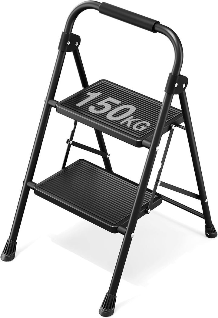 KINGRACK 2 Stufen Kleine Leiter, Trittleiter mit Anti-Rutsch, Breitem Pedal | Tritthocker Klappbar m