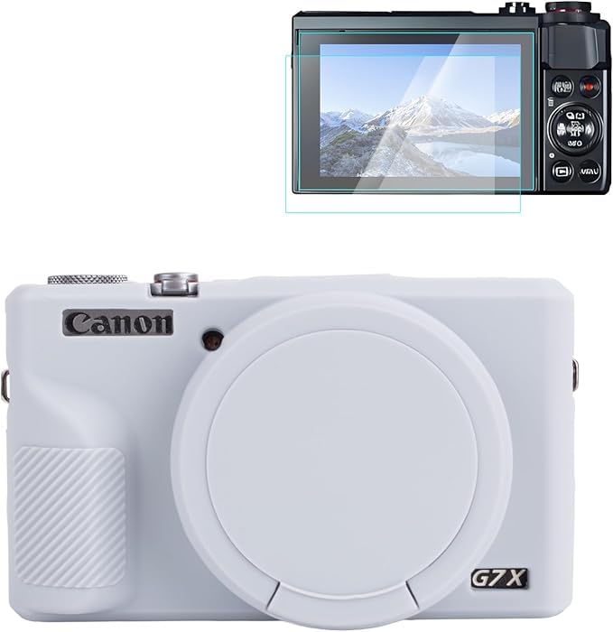 Rieibi Silikon-Schutzhülle für Canon G7X Mark III Hülle, G7X Mark III Zubehör mit 2 Stück Displaysch