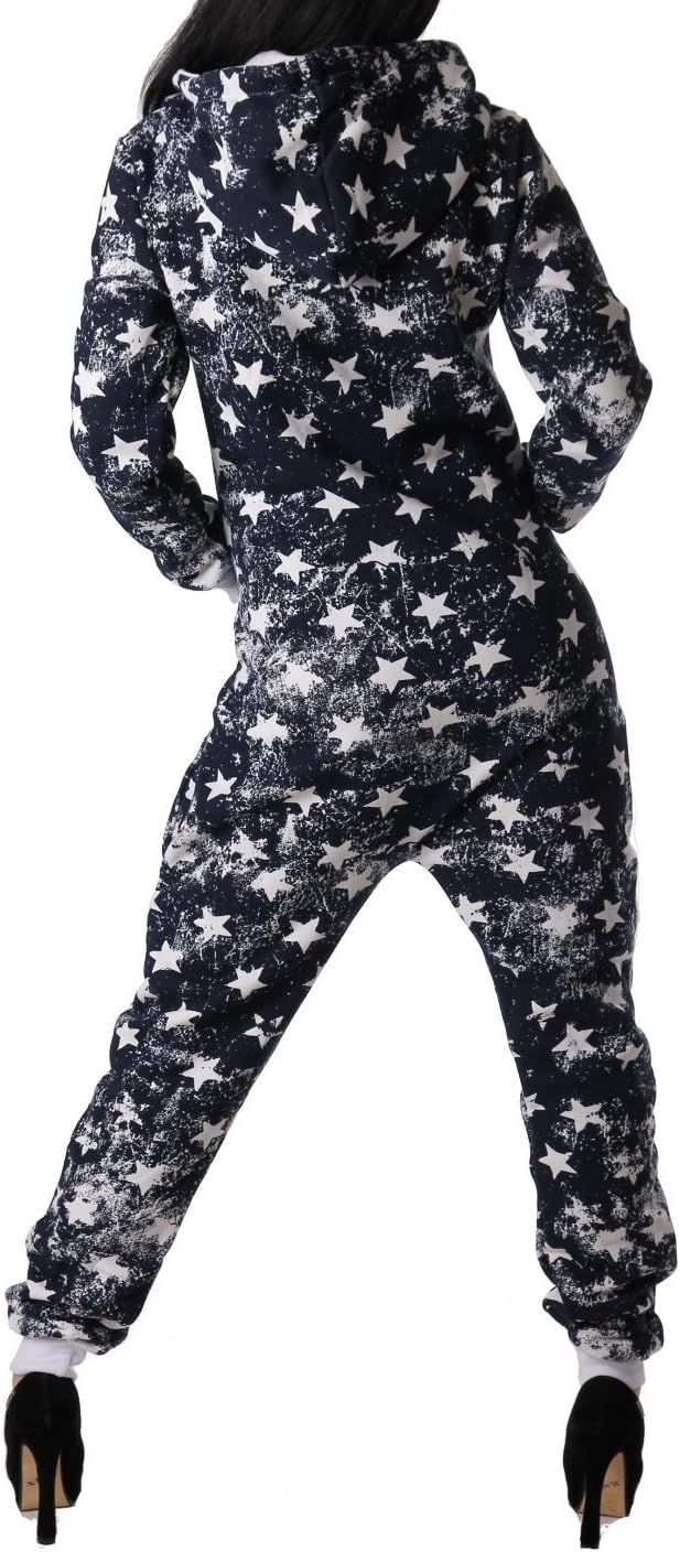Crazy Age Jumpsuit Strampler Ganzkörperanzug Overall Sternen Kuschelig Warm XS Navy (A), XS Navy (A)
