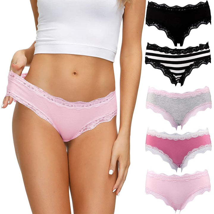 COMSOFT Baumwolle Unterwäsche Damen Höschen Sanft Spitze Hipster Slip Mehrfarbig S Mehrfarbige Slips