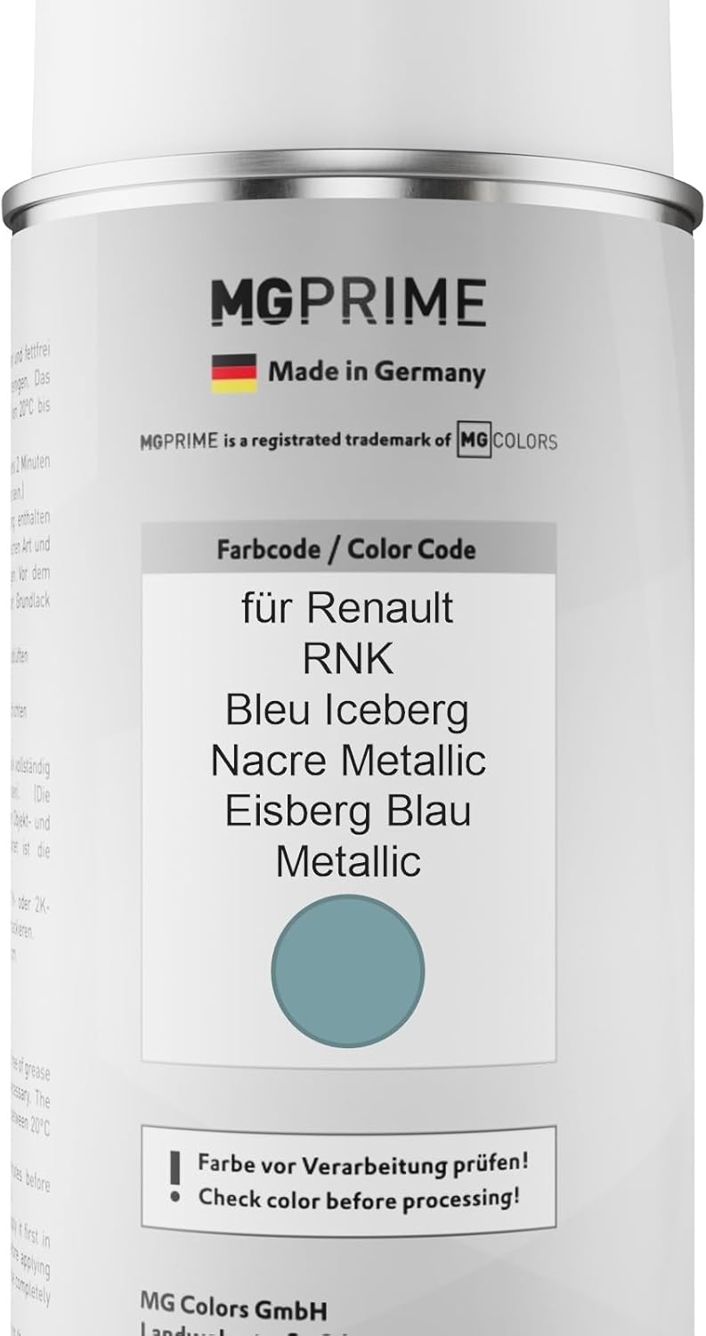MG PRIME Autolack Sprühdosen Set für Renault RNK Bleu Iceberg Nacre Metallic/Eisberg Blau Metallic B