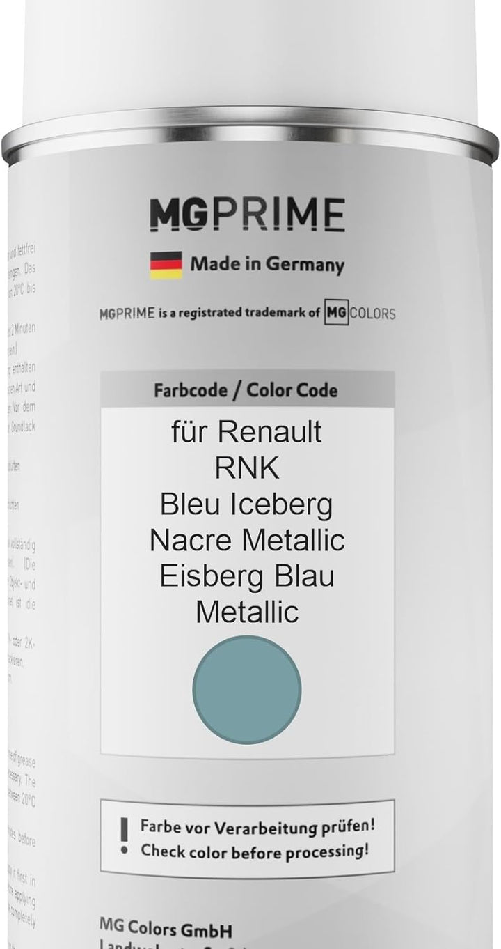 MG PRIME Autolack Sprühdosen Set für Renault RNK Bleu Iceberg Nacre Metallic/Eisberg Blau Metallic B