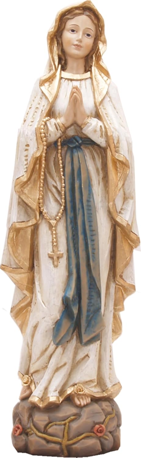 FADEDA Madonna Lourdes in Holzoptik/Höhe:20 cm/handbemalt/detailgetreue Krippen Figuren - Weihnachte