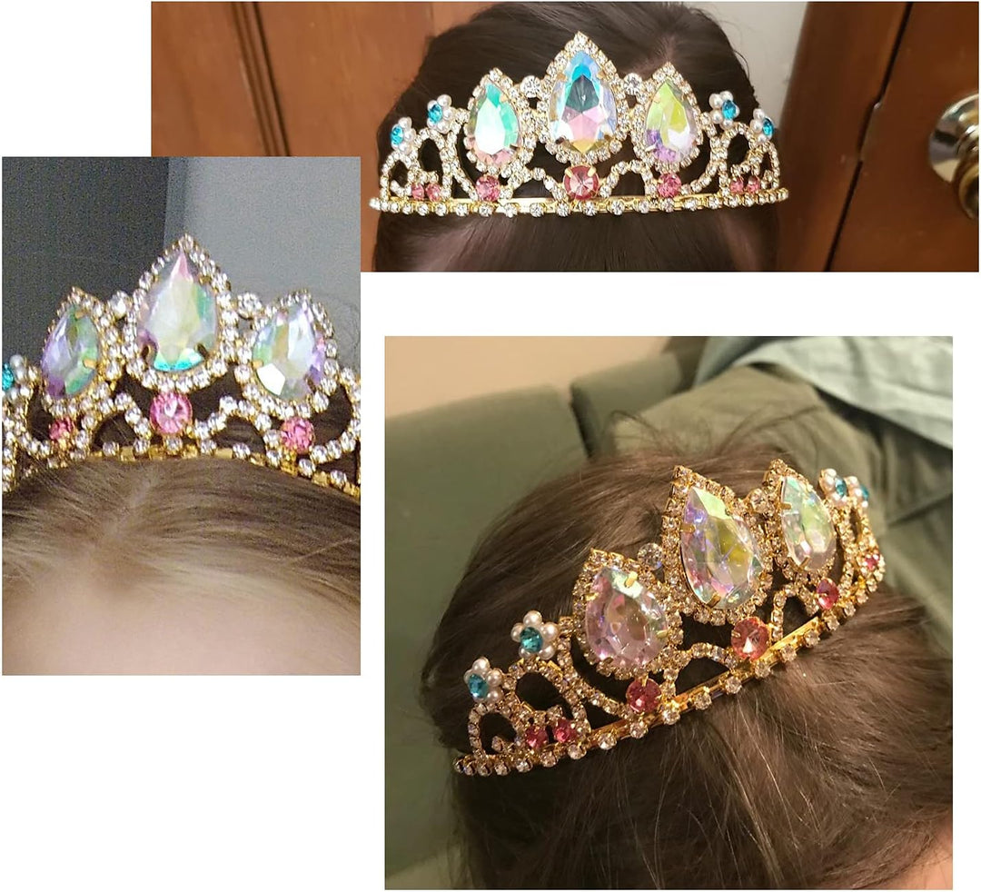 hengkaixuan Hübsche Tiara Krone Rosa Strass AB Tiara Fee Braut Kopfbedeckung Geburtstag Halloween Go