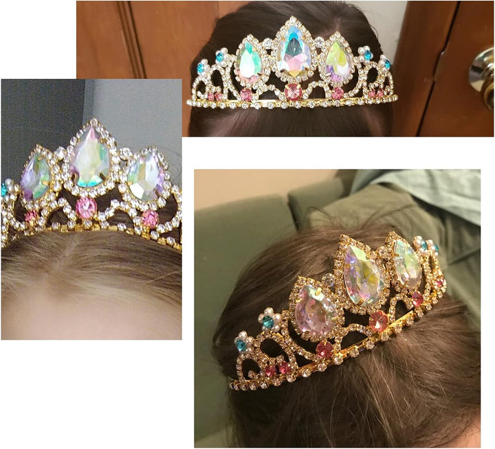 hengkaixuan Hübsche Tiara Krone Rosa Strass AB Tiara Fee Braut Kopfbedeckung Geburtstag Halloween Go
