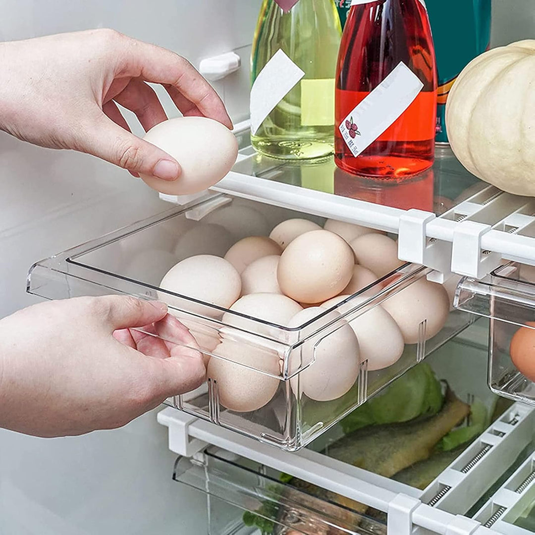 Skycase Kühlschrank Organizer,Durchsichtig Kühlschrank Aufbewahrungsbox,Ausziehbare Einstellbar Kühl