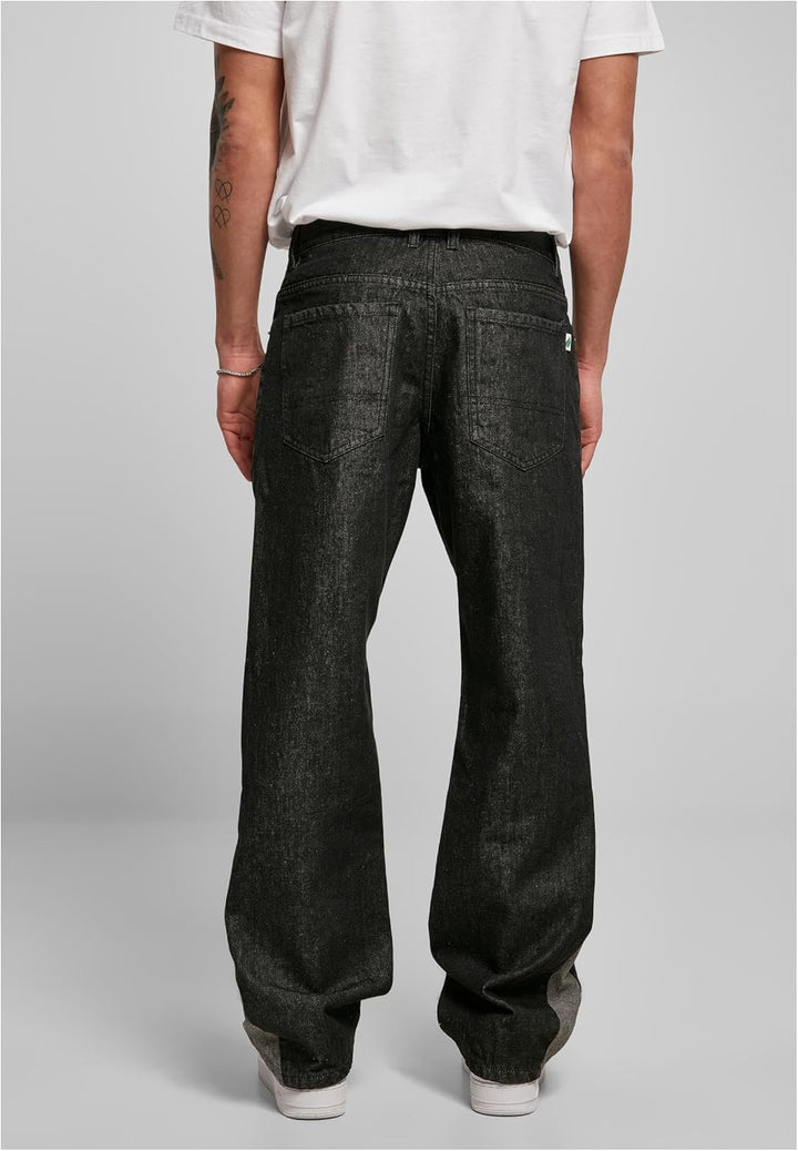 Urban Classics Herren Hose, Organic Triangle Denim Jeans aus BIO-Baumwolle, weites Bein mit Einsatz