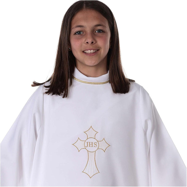 Holyart Erstkommunionalbe für Jungen mit Kreuz-Stickerei IHS, 110 cm (43.5 inc.), 110 cm (43.5 inc.)