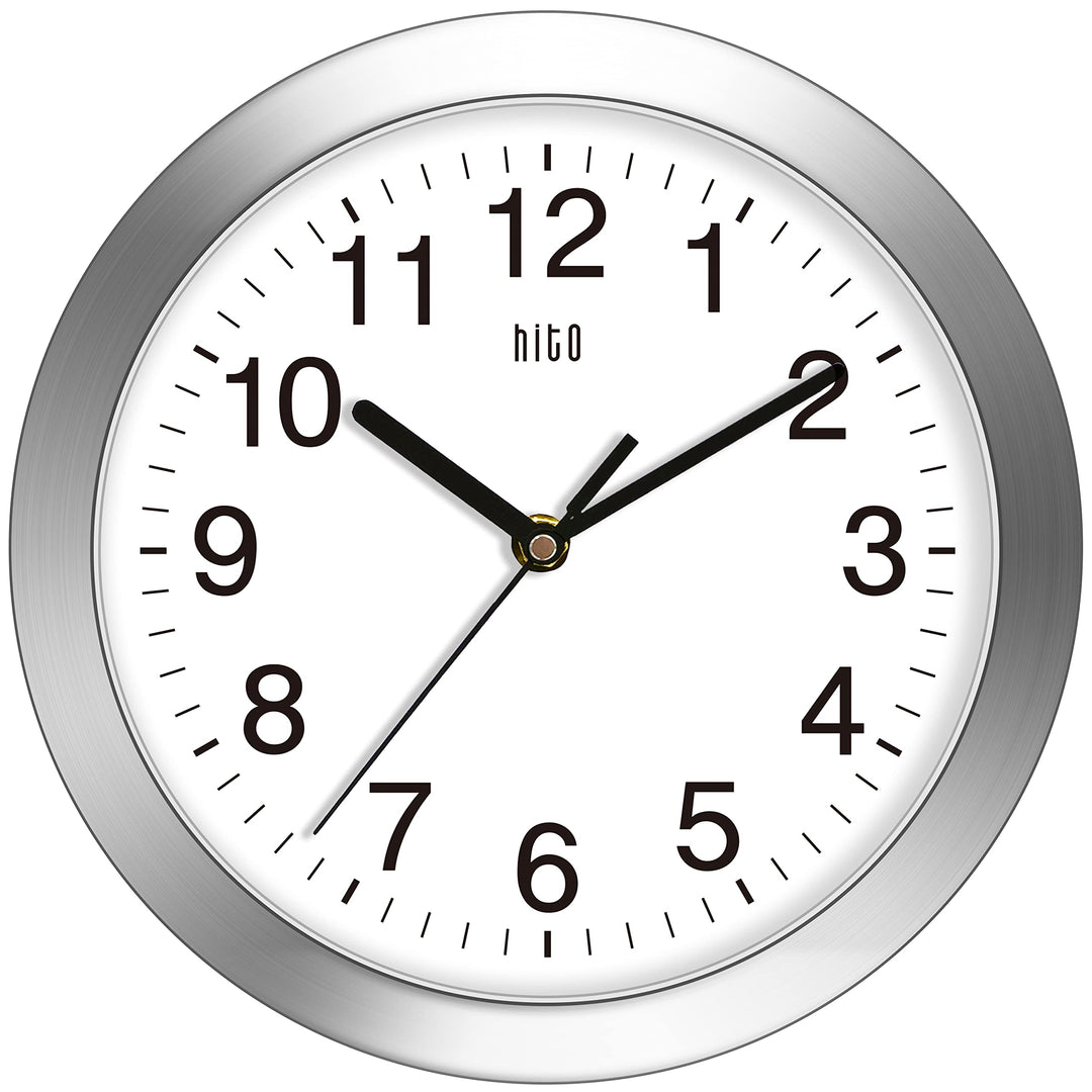 HITO Moderne, leise Wanduhr, Nicht tickend, 25,4 cm, exzellentes präzises Sweep-Uhrwerk, Aluminiumra