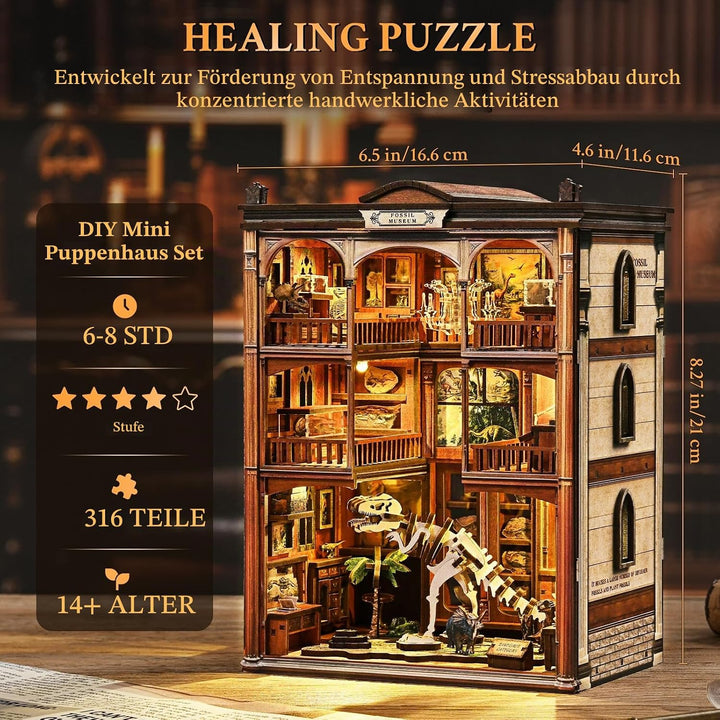 Shrike Book Nook Kit - DIY Miniaturhaus, 3D-Puzzle Buchstütze mit LED-Beleuchtung | Bücherregal &amp; Ha