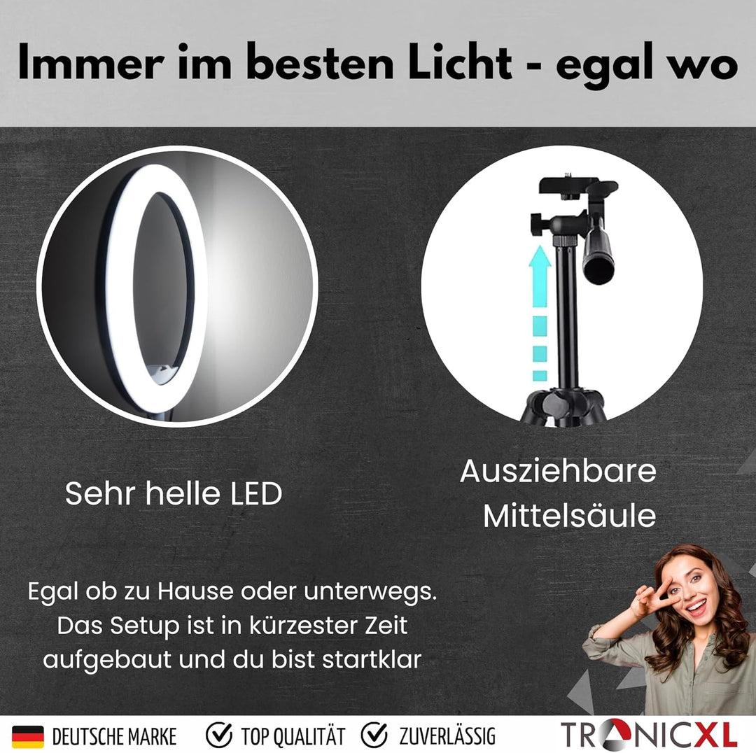 30-60cm Mini Tisch Stativ + XXL Ringlicht Ring Light mit Handyhalter Tripod Beauty Licht Kamerastati