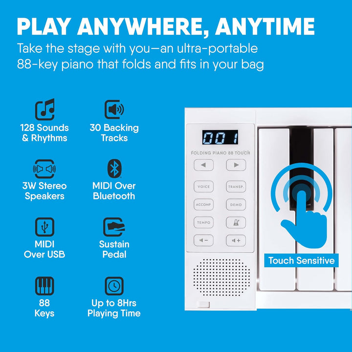 Carry-on FP-88 Touch 88 Tasten berührungsempfindlich Schwarz Tragbares Faltbares Digitalpiano durch