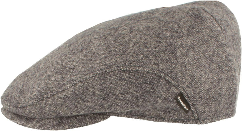 Breiter Herren Winter Schiebermütze mit Ohrenklappen Flatcap Schirmmütze 100% Wolle mit ausklappbare