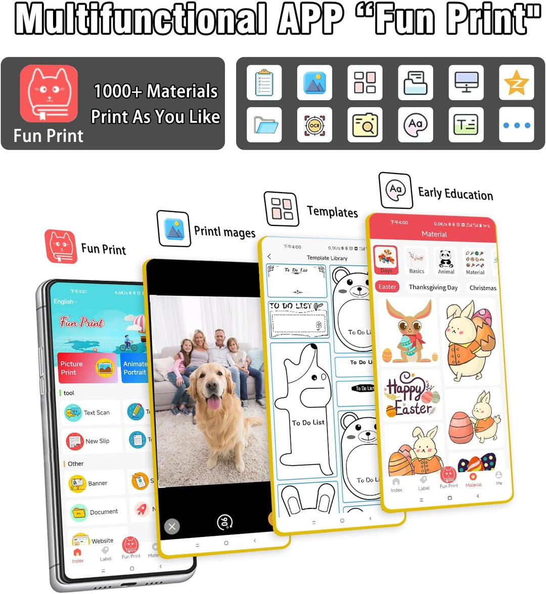 mini drucker für smartphone, mini drucker aufkleber, mini drucker 300DPI, Bluetooth tragbarer mini t