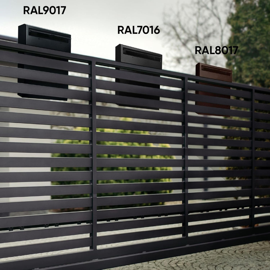 Moderner Briefkasten für den Aussenbereich, zur Montage auf Zaun oder Einbau, ideal für Garten oder