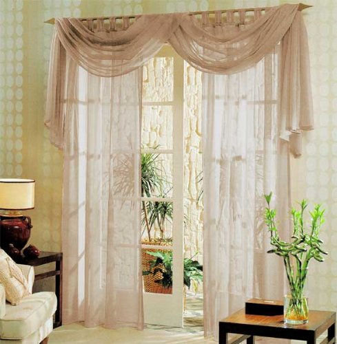 Gardinenbox Voile komplett GARDINEN Set 3tlg, Sand, 60999, Sand