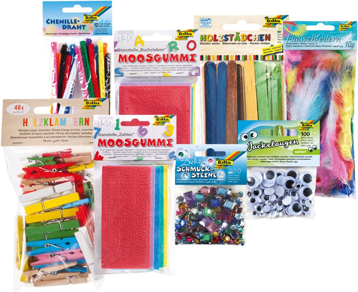 folia 50999 - Bastel-Bundle XXL, grosses Bastel-Set mit umfangreichem Bastel-Zubehör für Kinder, Kre