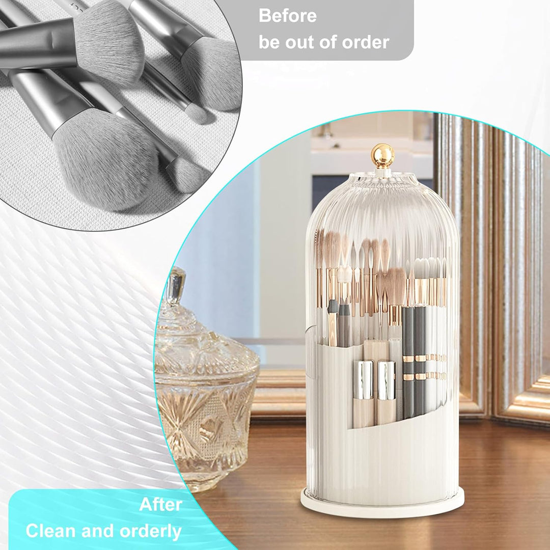 Rotierender Pinselhalter mit 360° Drehung und staubdichtem Deckel - Platzsparender Organizer für Kos