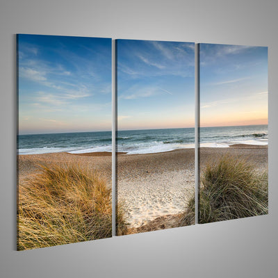 Bild auf Leinwand Strand Meer Sand Nordsee Poster, Leinwandbild, Wandbilder 130x80 3-teilig, 130x80