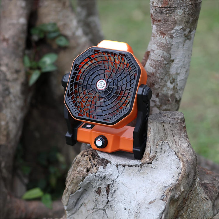 Sendowtek Camping Ventilator Tragbarer Ventilator Leise mit LED-Licht 10400mAh Wiederaufladbare mit