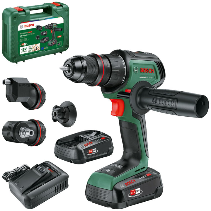 Bosch Akku-Bohrschrauber AdvancedDrill 18V-80 QuickSnap (zum Bohren und Schrauben; mit Winkel-, Exze