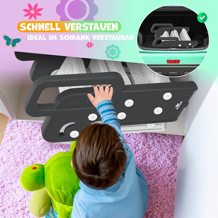 KIDIZ® Tritthocker für Kinder Trittleiter Klappbar mit 3 Stufen | Faltbarer Lern-Turm ab 18 Monaten