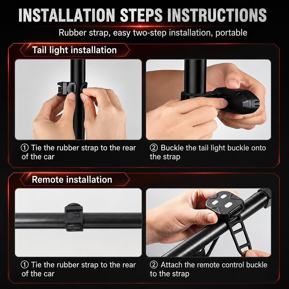 Blinker E Scooter, IPX4 USB Wiederaufladbar E Scooter Blinker mit Funkfernbedienung, Automatische Br