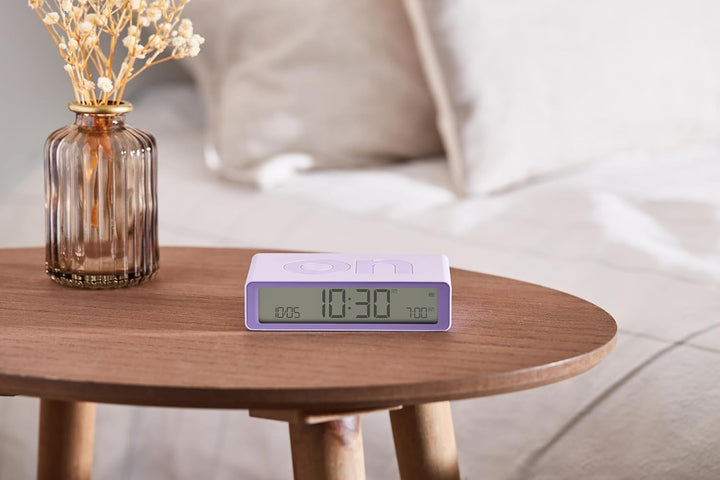 Lexon Flip Classic Morgenwecker, beleuchtet, wendbar mit Seiten on Off und Snooze-Funktion, mit LCD-