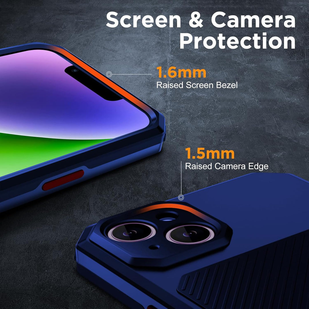 WIFORT Magnetisch Metall Hülle für iPhone 14 Plus Kompatibel mit MagSafe, mit 2 Stück Schutzglas, Mi