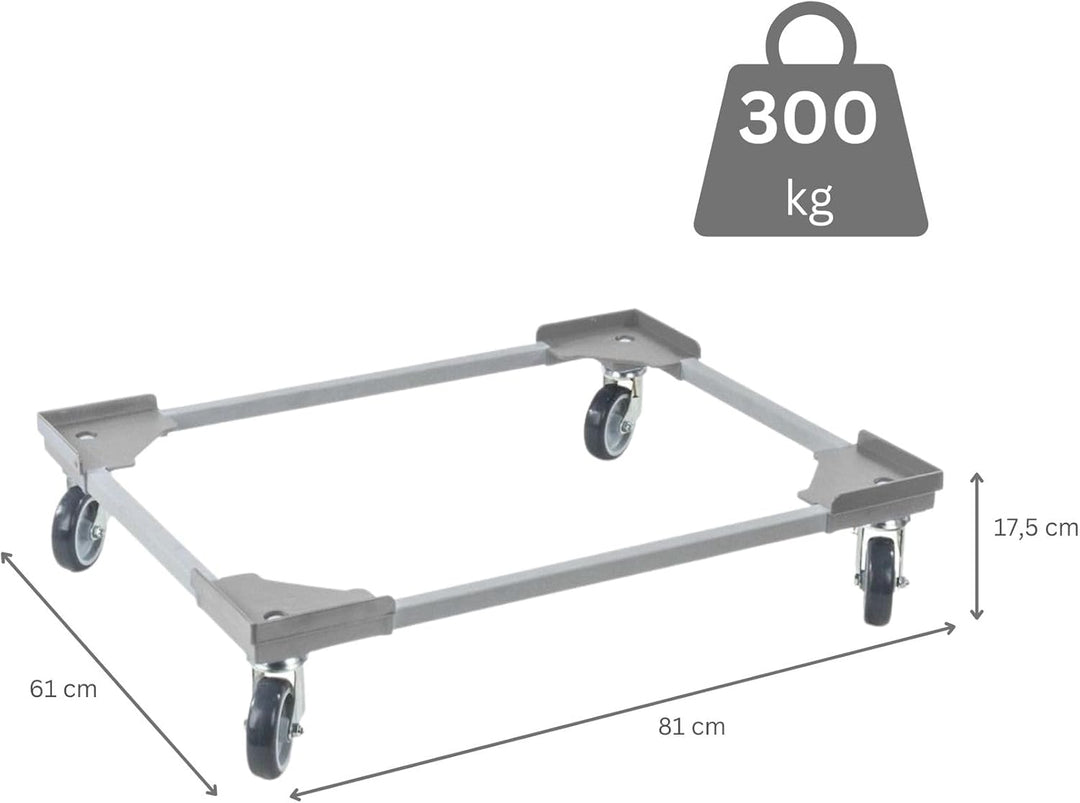 PROREGAL Profi-Flex Transportroller für Euroboxen 80x60cm mit Kunststoffräder grau | 4 Lenkrollen |