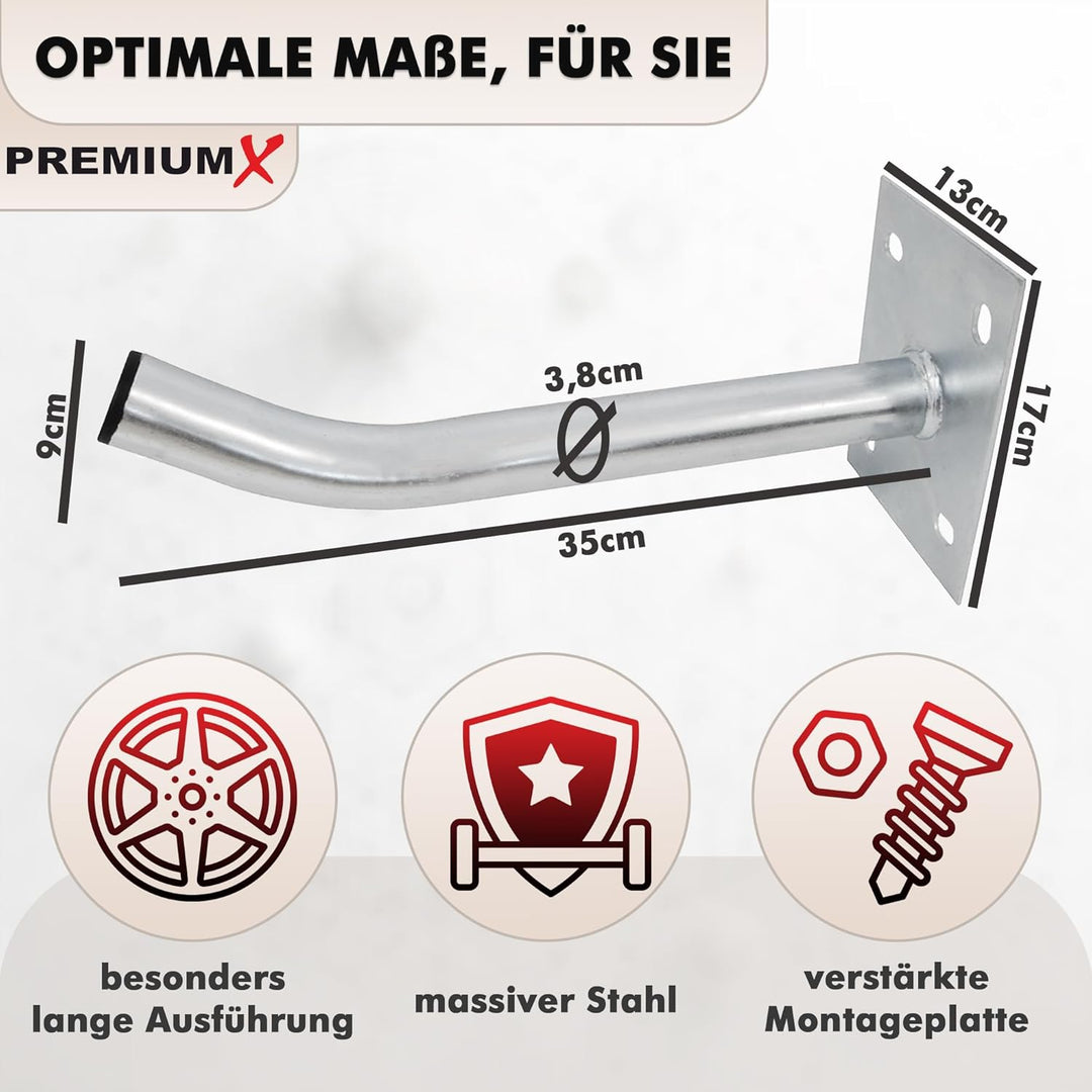 PremiumX 4X Autoreifen Wandhalter 35cm Reifenhalter für Auto Felgen Reifen Wandhalterung inkl. Monta