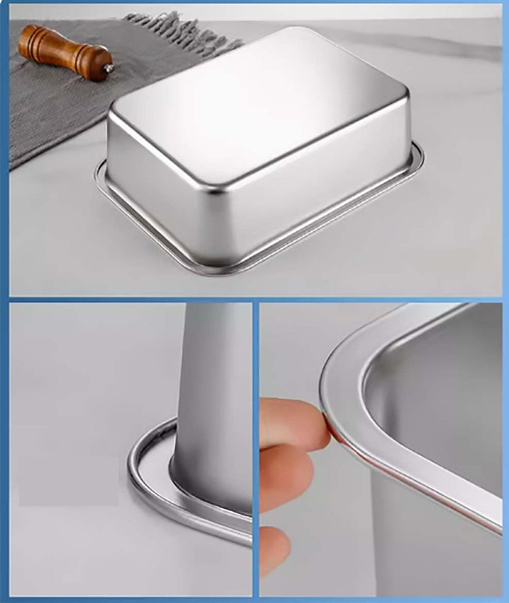 Edelstahlpfannen mit Deckel, Dampftischpfanne, Edelstahl-Behälter-Set, stapelbare Metalldampfgarpfan