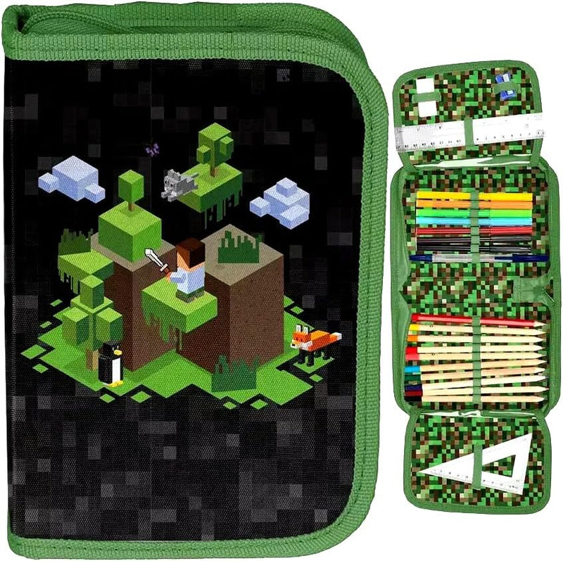 Minecraft Games Play Pixel 7 Teile Set Tornister Ranzen Schulranzen Tasche Federmappe mit Sticker-vo