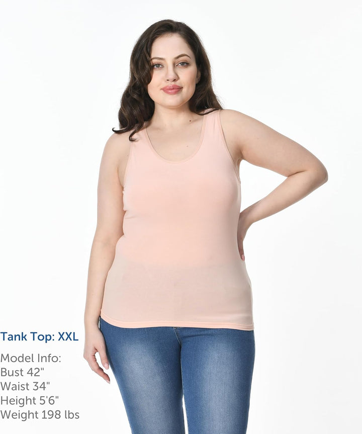 Comfneat Damen 4-Pack Tank Tops Stretch Baumwolle Elasthan Bequeme Unterhemden L Color-set-1 4-pack,