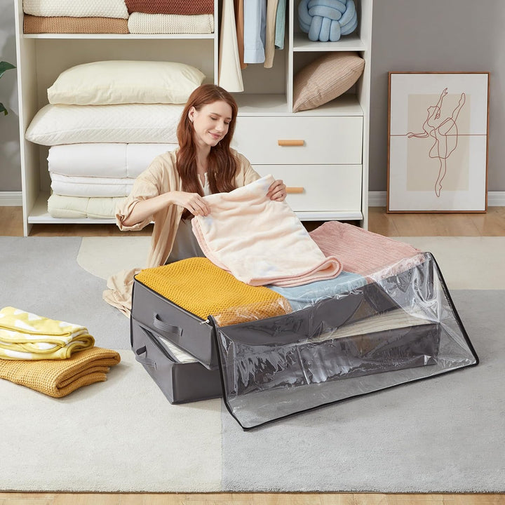 Lifewit Unterbett Aufbewahrungsbox Unterbettkommode,Faltbare Kleideraufbewahrungstasche mit Deckel f