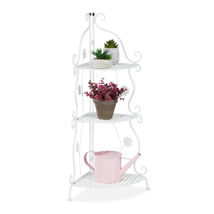 Relaxdays Blumenregal Metall, 3-stufiges Pflanzenregal, HxBxT: 82,5 x 31 x 31 cm, innen & aussen, Re