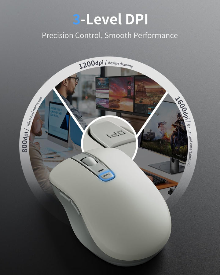 Lenovo Maus kabellos WL300, Wireless Bluetooth Mouse mit leise Klicks, Wireless Computer Mouse,3 Ein