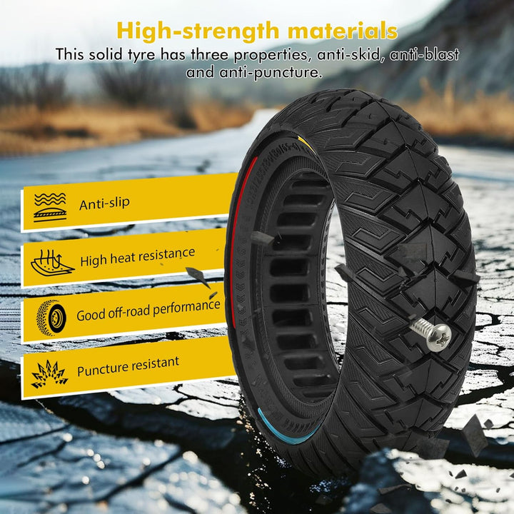 10 x 3 Zoll E Scooter Solid Reifen，255 x 80 (80/65-6) Vollgummireifen für Kukirin G3/Kaabo Wolf Warr