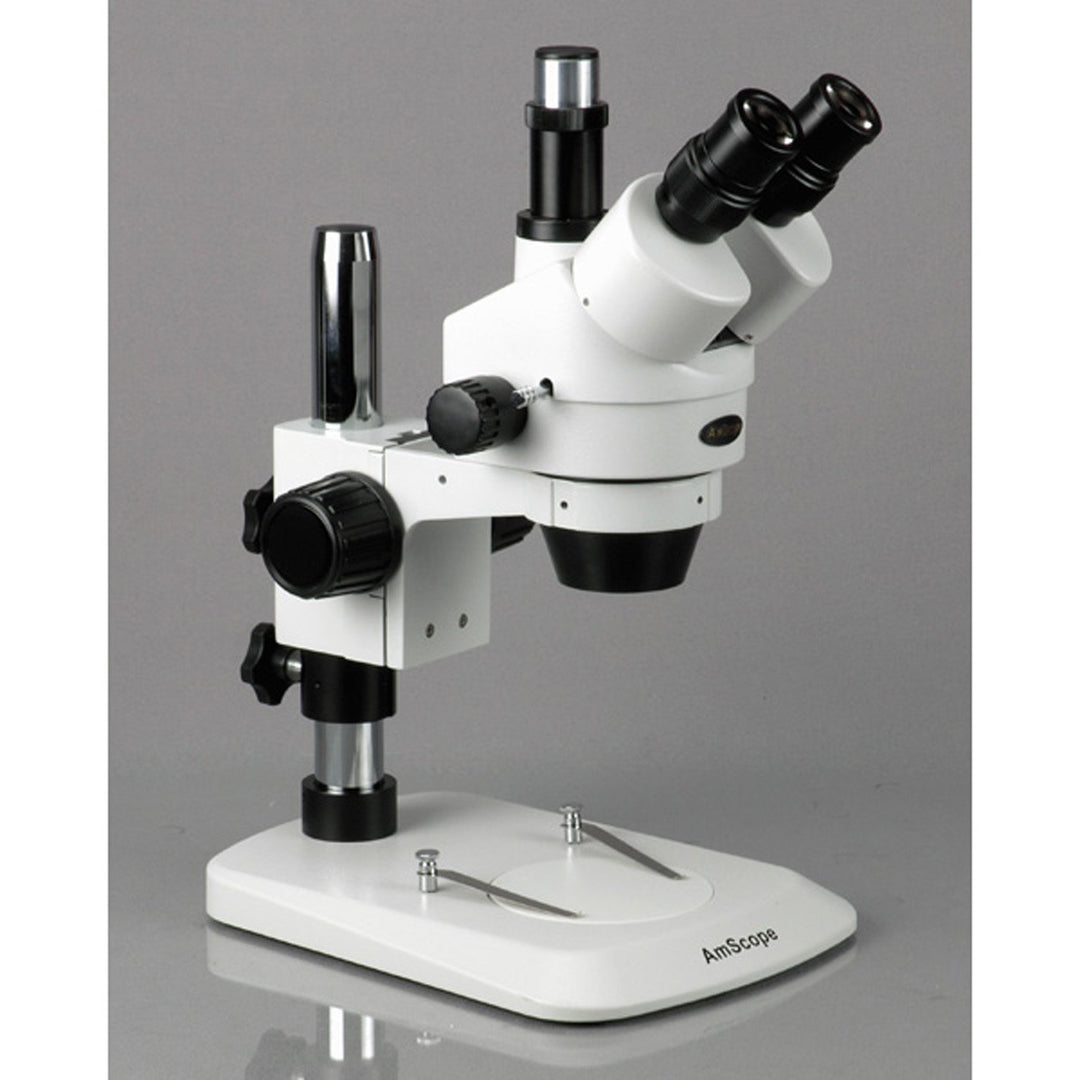 AmScope SM-1TNY Trinokulares Industrielle Inspektion Zoom-Stereomikroskop, 7X-90X, Weiss