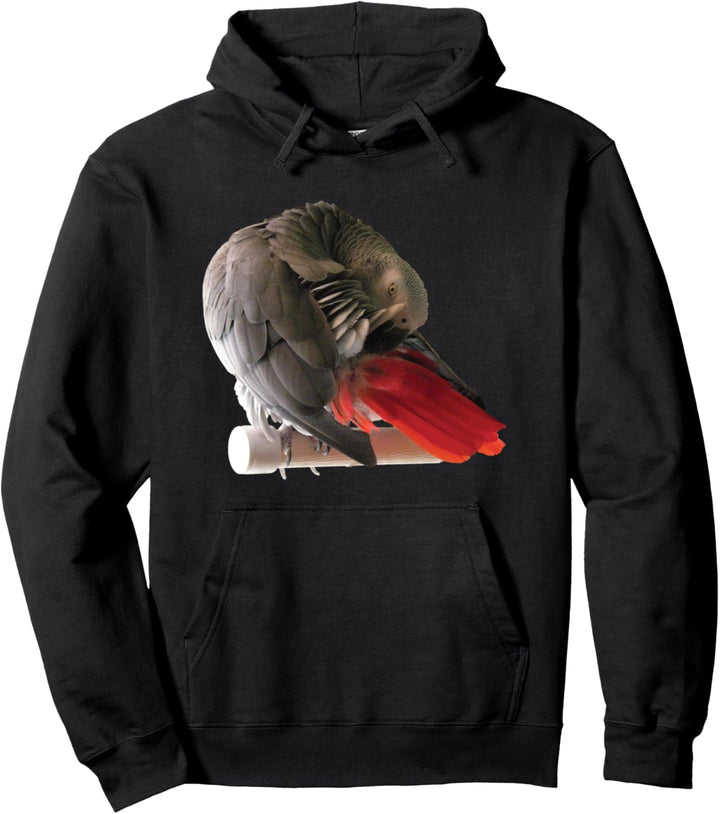 Kongo-Graupapagei auf einem Barsch, putzend Pullover Hoodie