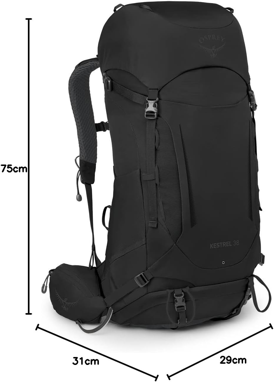 Osprey Europe Herren Kestrel 38 Backpack Schwarz S-M, Schwarz S-M