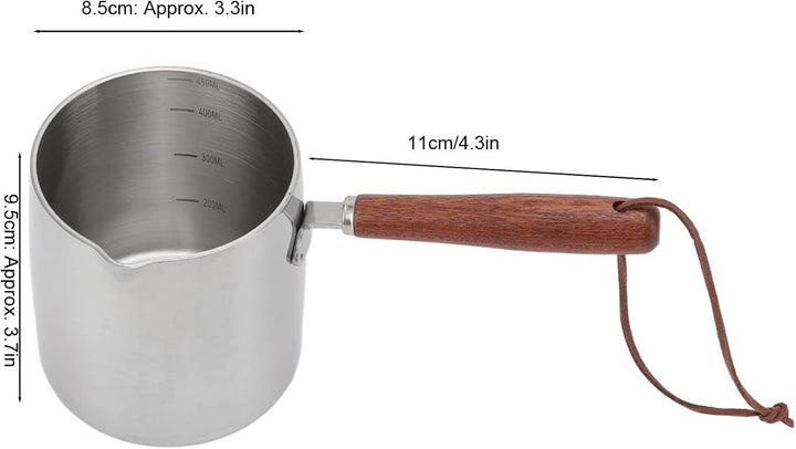 Milchtopf mit Skala Milch Pitcher Milchpfanne mit Ausgiesser 450 Ml Edelstahl-Butterwärmer Mini-Butt