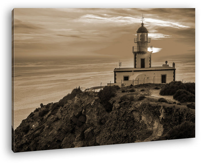 deyoli edler Leuchtturm Format: 60x40 Effekt: Sepia als Leinwand, Motiv fertig gerahmt auf Echtholzr